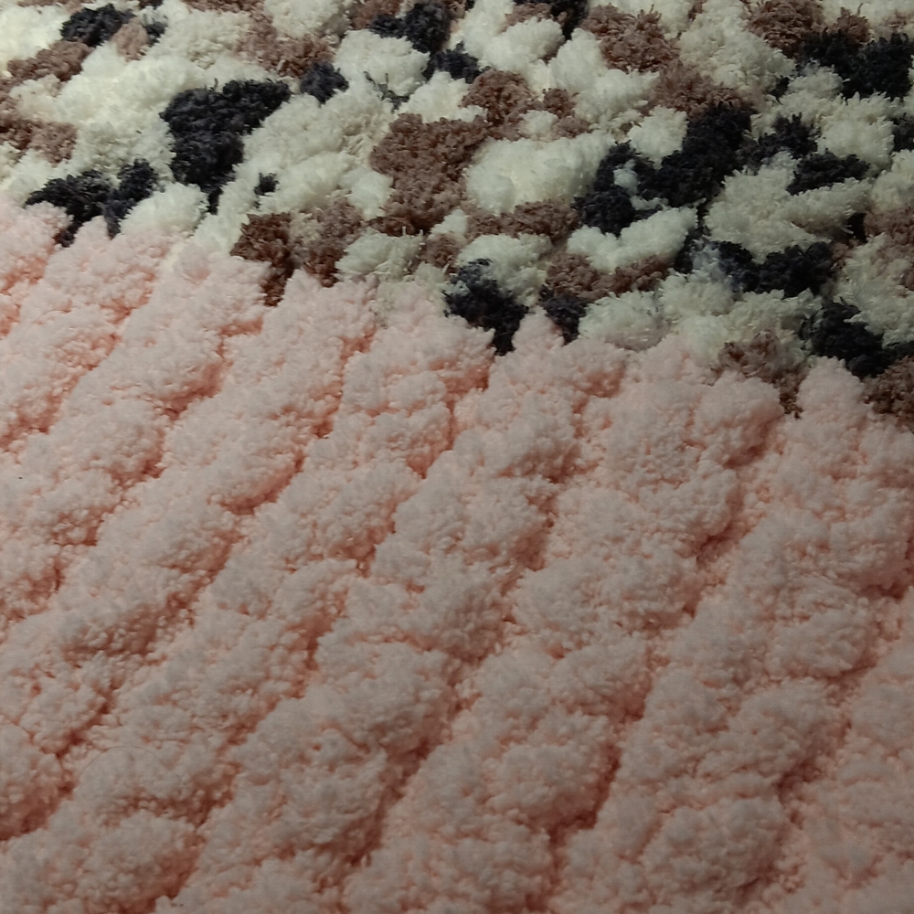 Textured Pink and Brown Knit Blanket